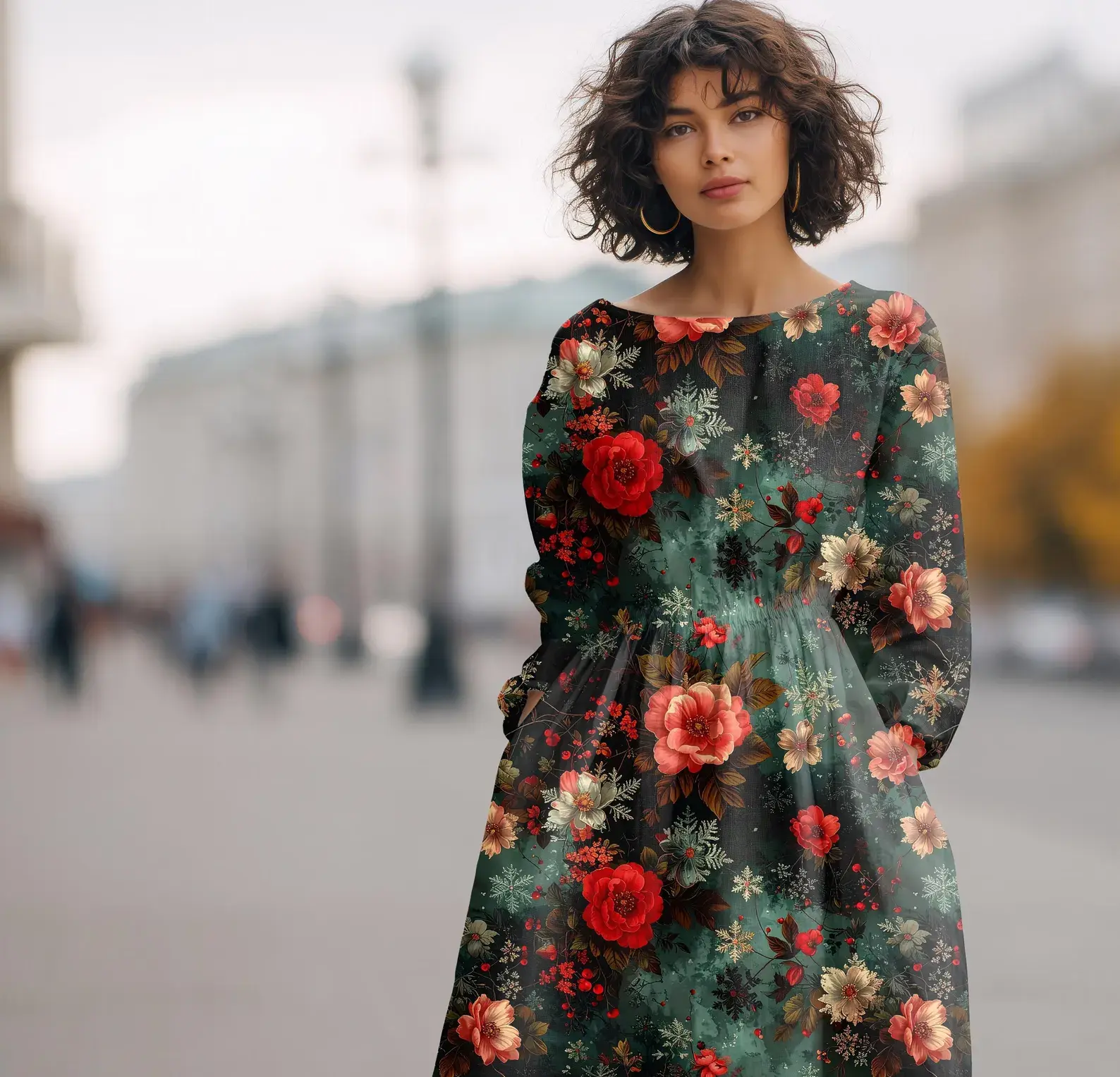 Graustufen-Stoffe: Backsteinblüte