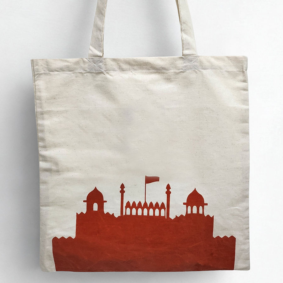 Red Fort Painted Tote Bag