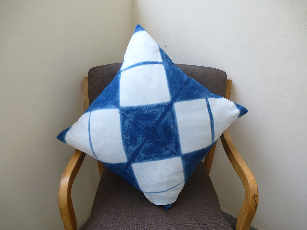 Thumbnail: Indigo Cushion Cover with Diagonal Squares