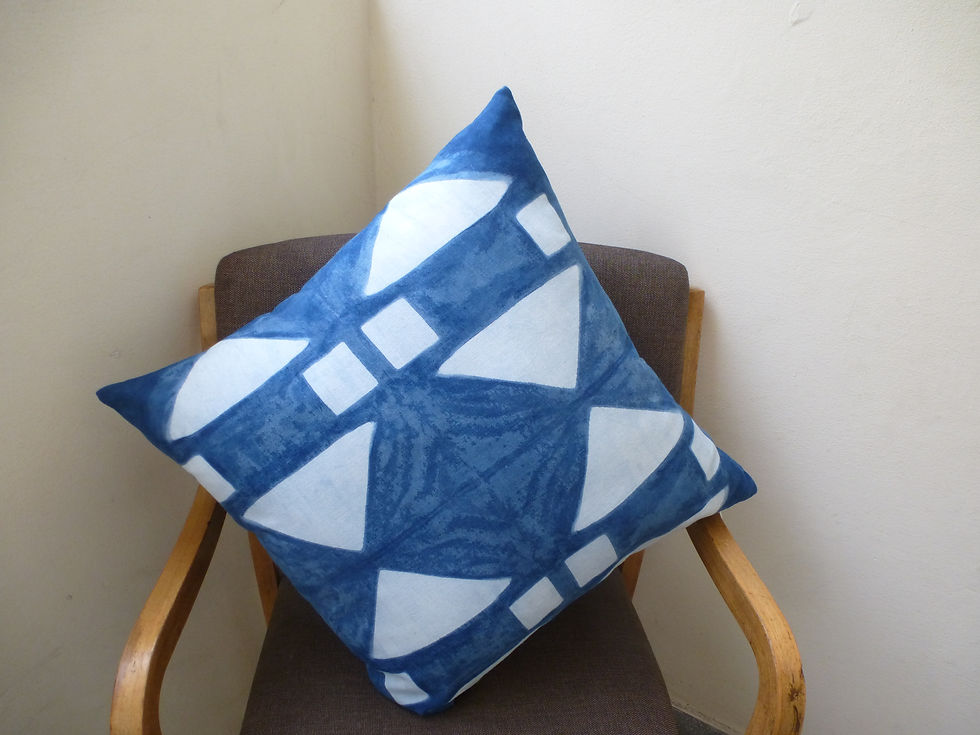 Thumbnail: Indigo Cushion Cover with Triangles