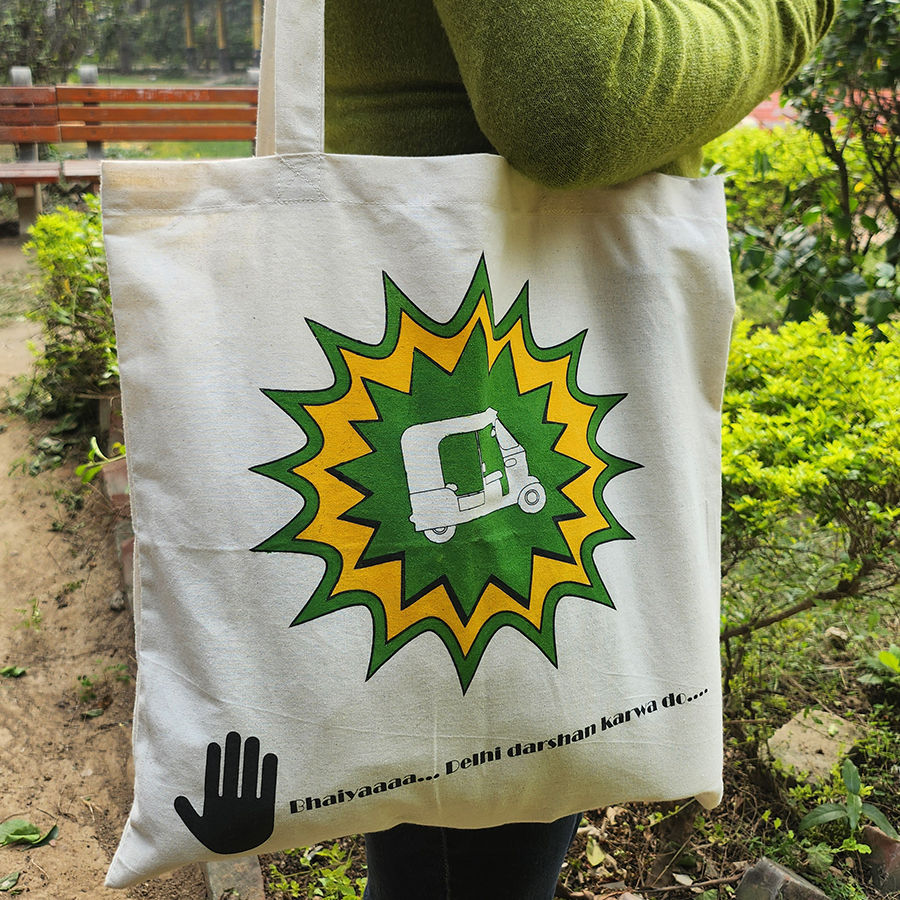 Auto Rickshaw Painted Tote Bag