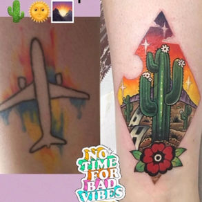 Arizona sky and cactus cover up tattoo in Tampa bay