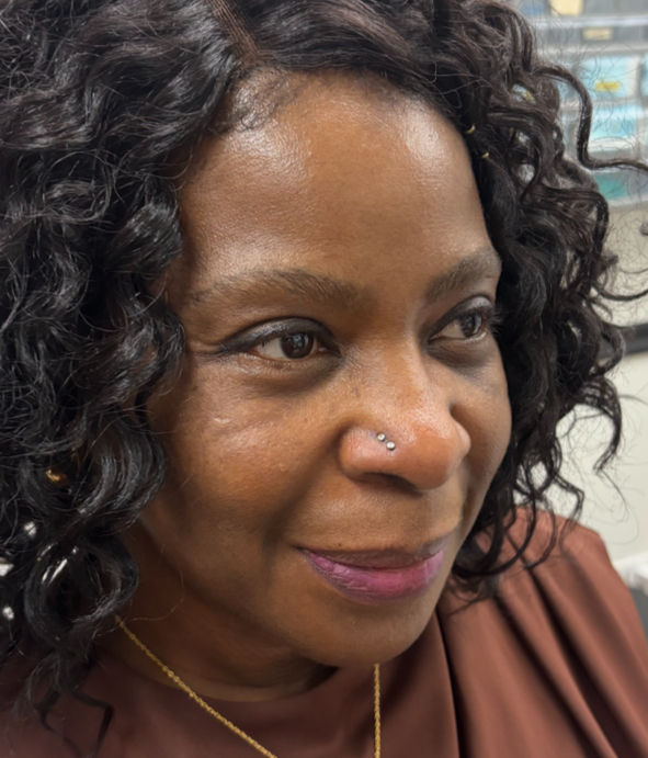 doble nostril piercing placed on he same nostril today at Angel tattoo Tampa