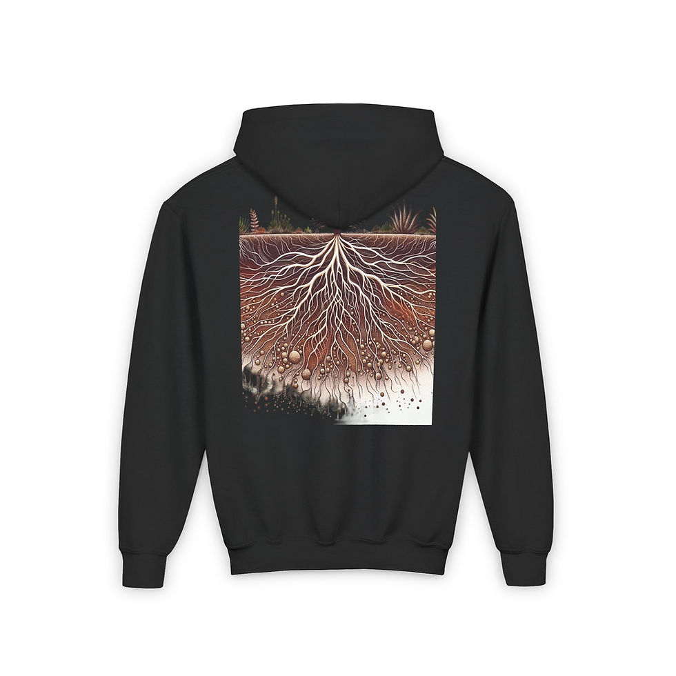 Thumbnail: Youth Heavy Blend Hooded Sweatshirt - Nature Roots Design for Eco-Friendly Kids