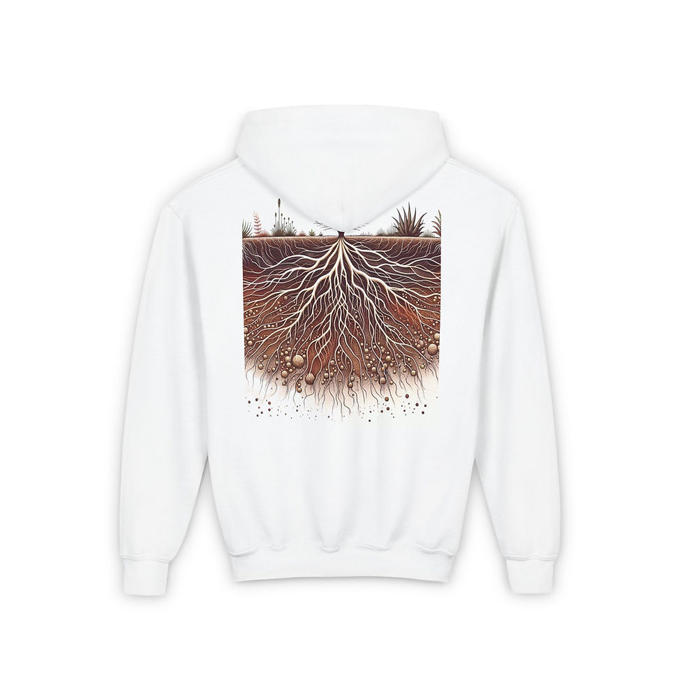 Thumbnail: Youth Heavy Blend Hooded Sweatshirt - Nature Roots Design for Eco-Friendly Kids