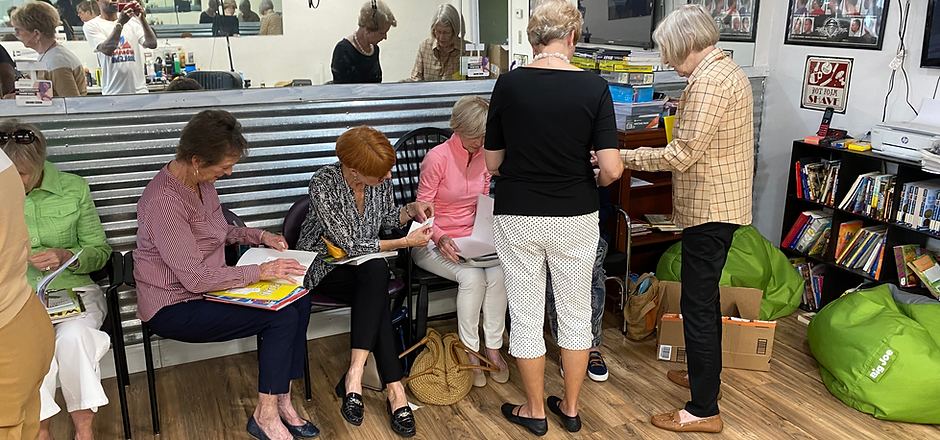 Seniors In Service stopped by to learn more about the book club, last year.