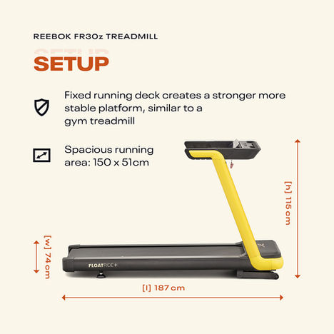 Reebok FR30z Treadmill - Setup dimensions