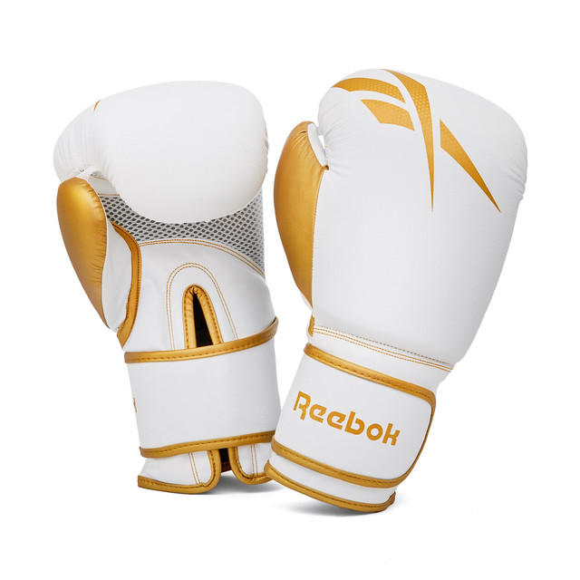 White and gold reebok boxing gloves Clearance