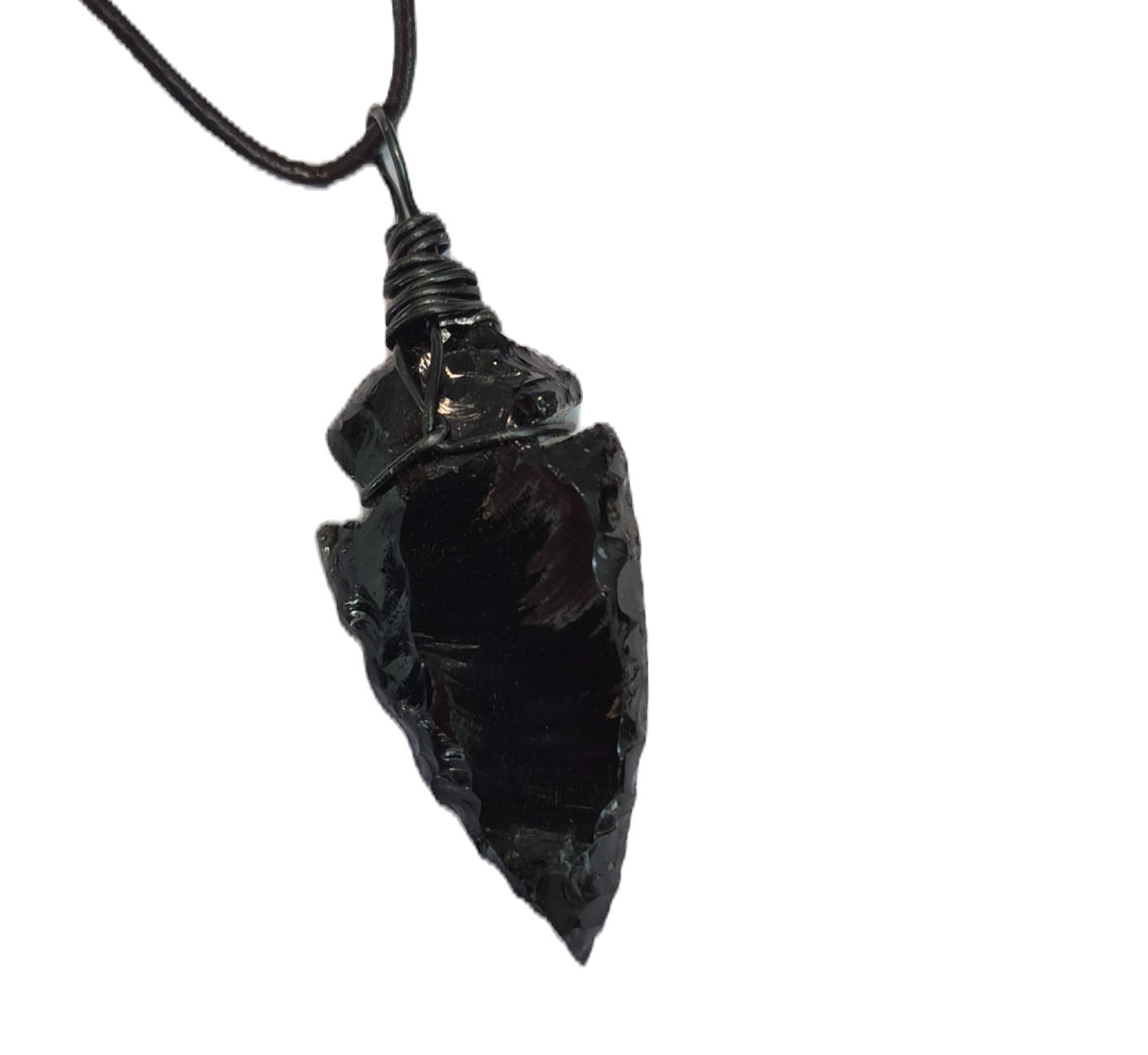 Black obsidian arrowhead necklace