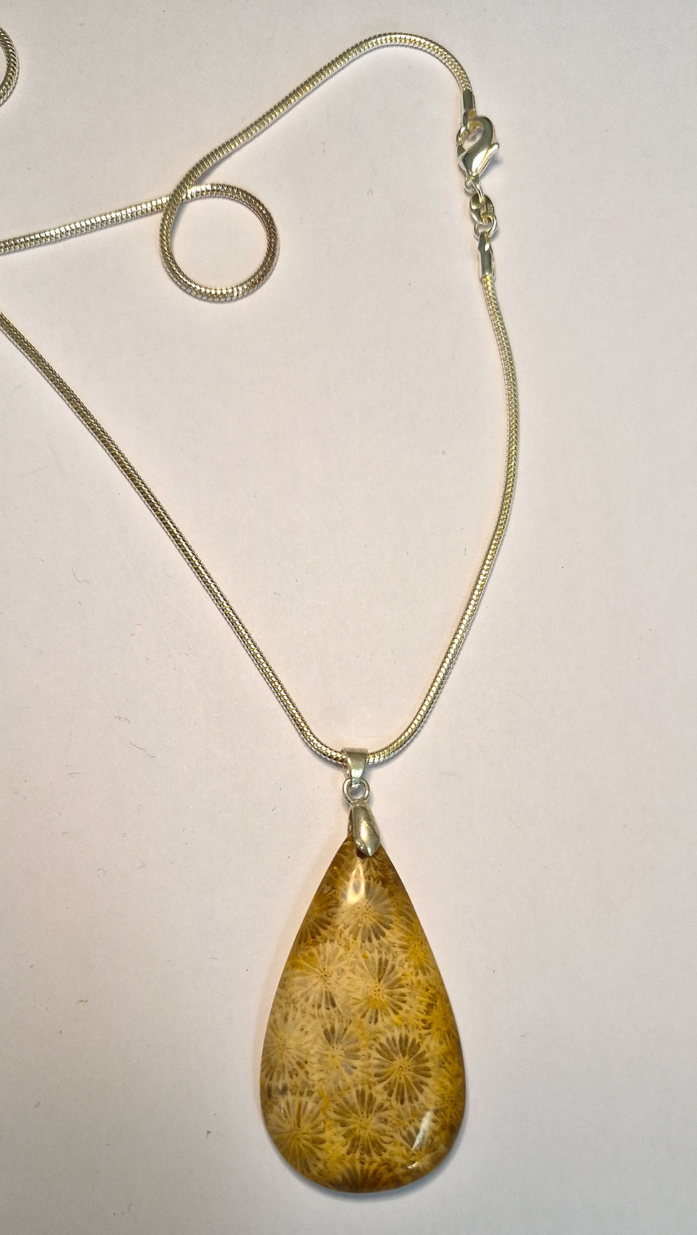Thumbnail: Fossilized Coral necklace (925 silver chain)