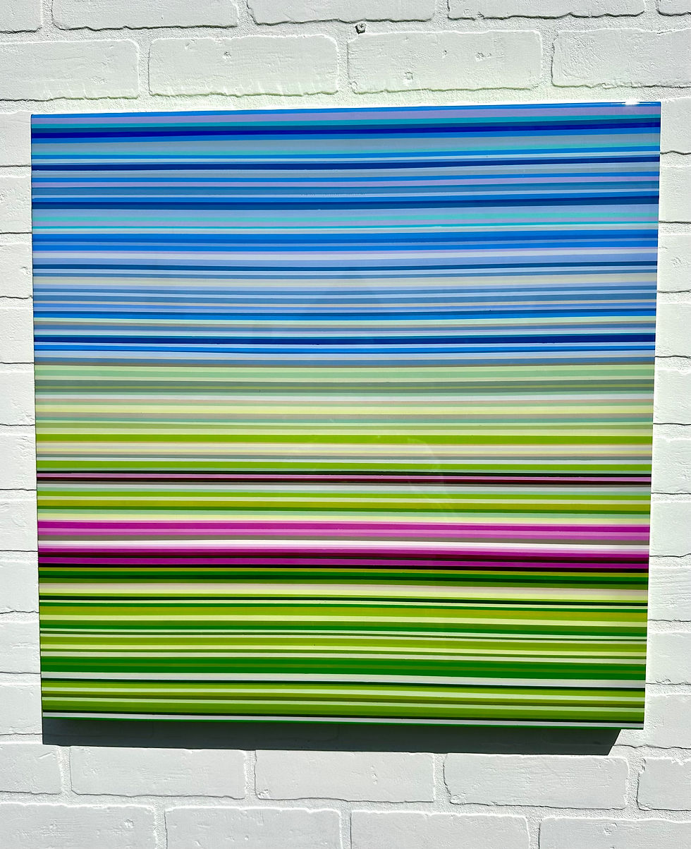 Thumbnail: square painting of blue and green stripes