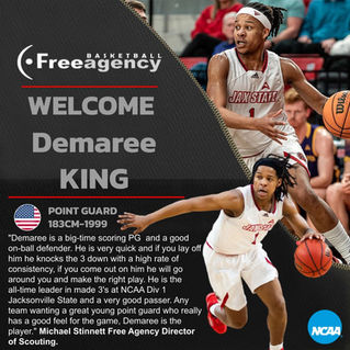 PG/Combo Demaree King Signs with Free Agency Basketball