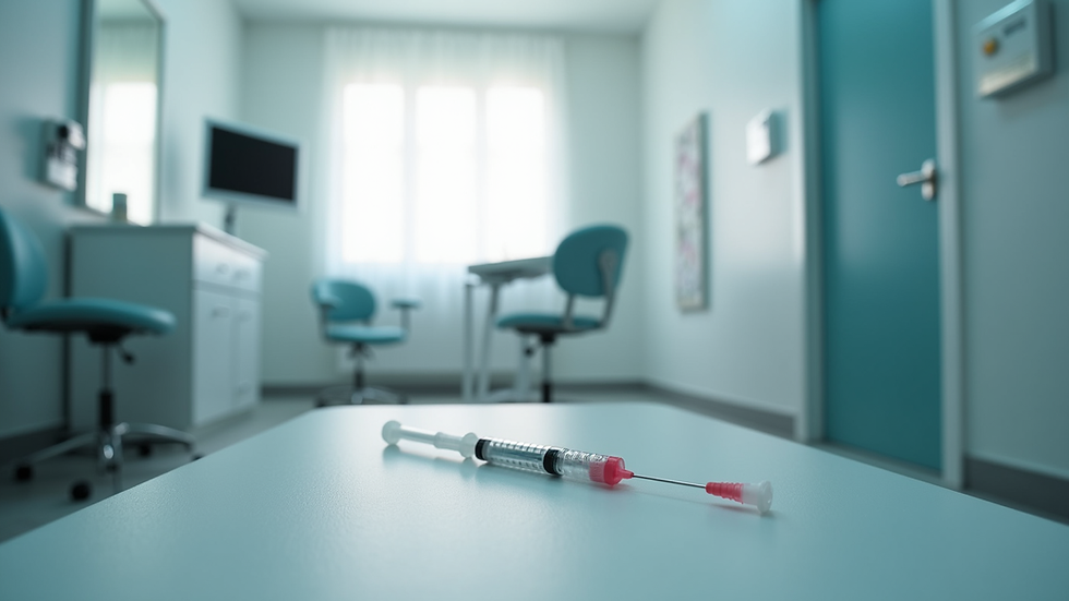Eye-level view of a clinic treatment room prepared for aesthetic injections