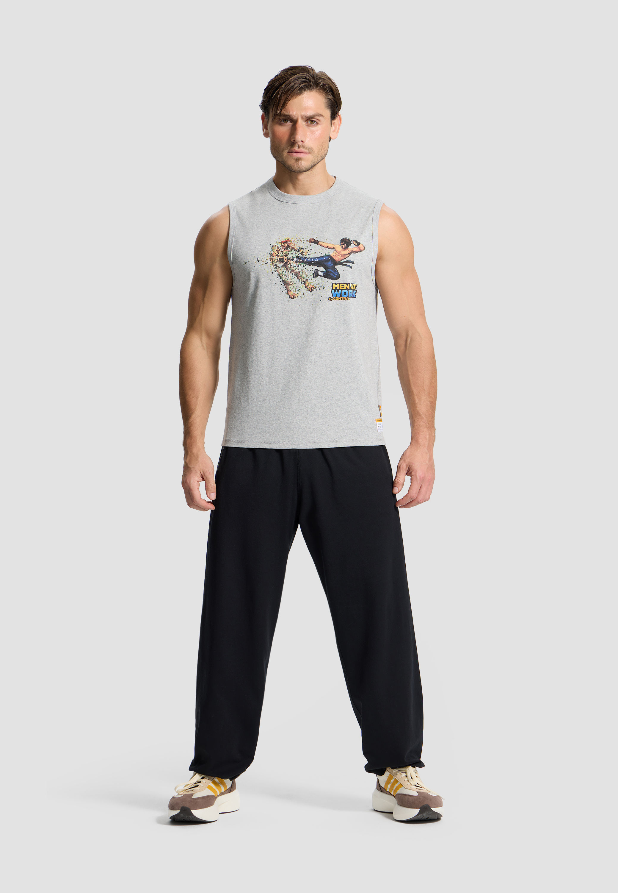 BE CONTRA Cropped Tank Top – Grey Melange