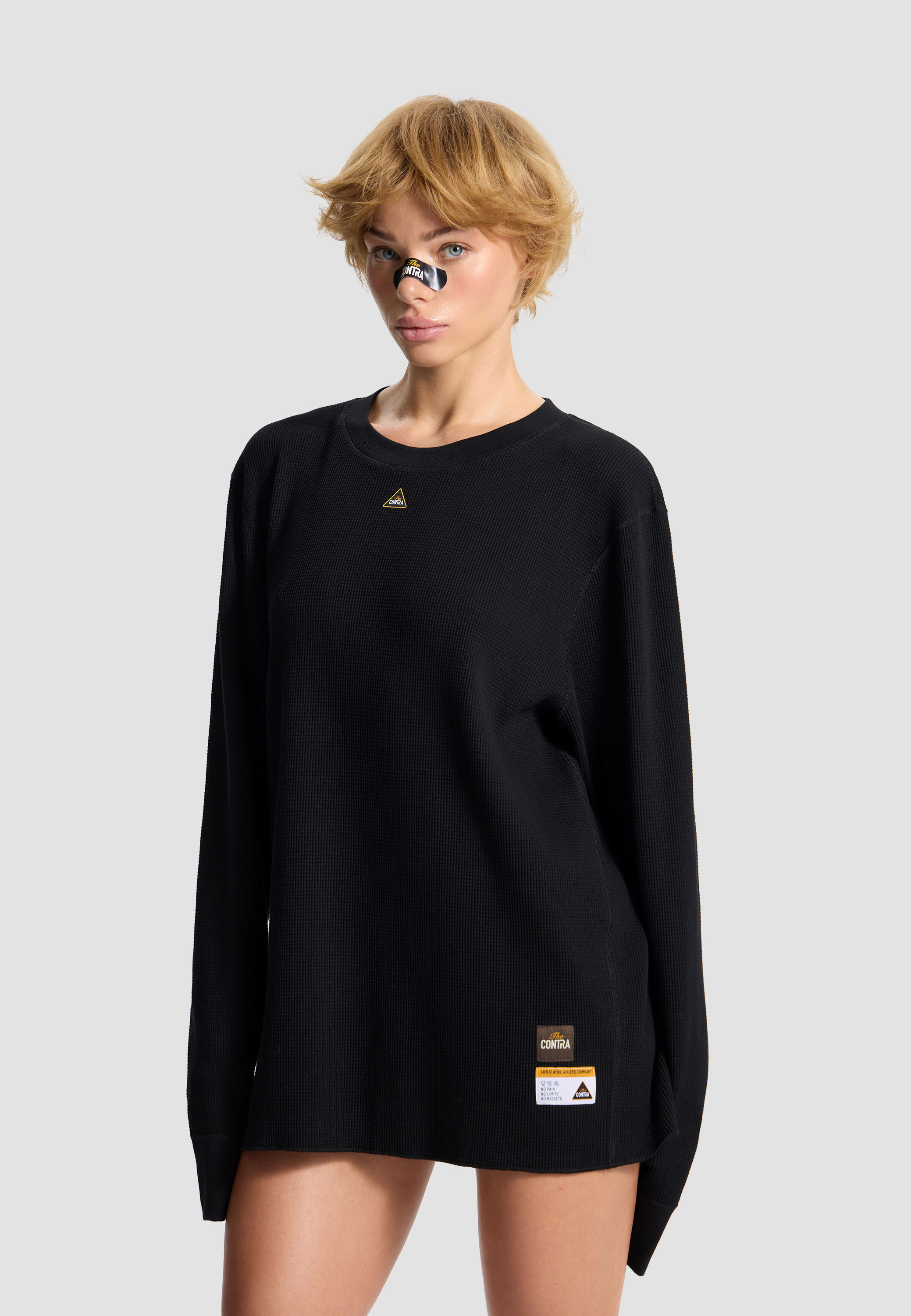 BE CONTRA WAFFLE Long Sleeve – Black