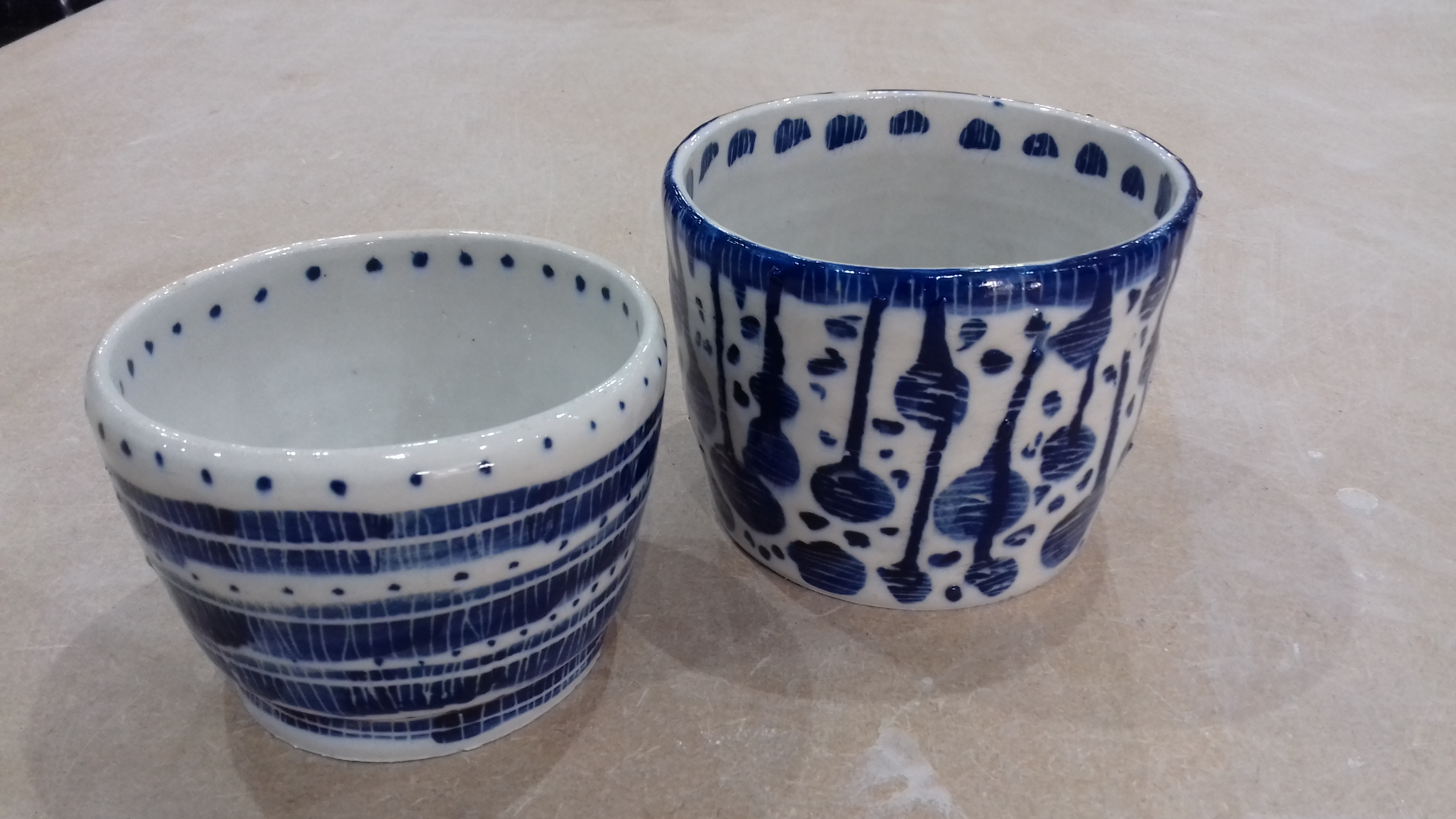 Blue and white slip