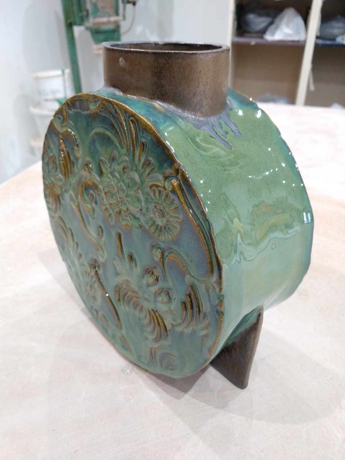 Marble green vase