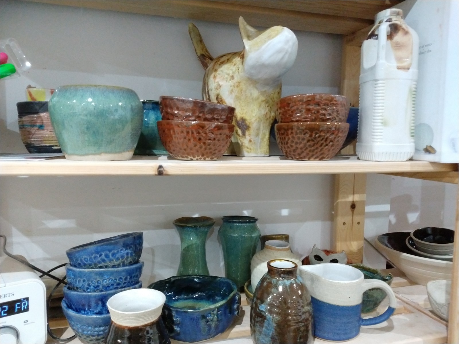 View along the shelves