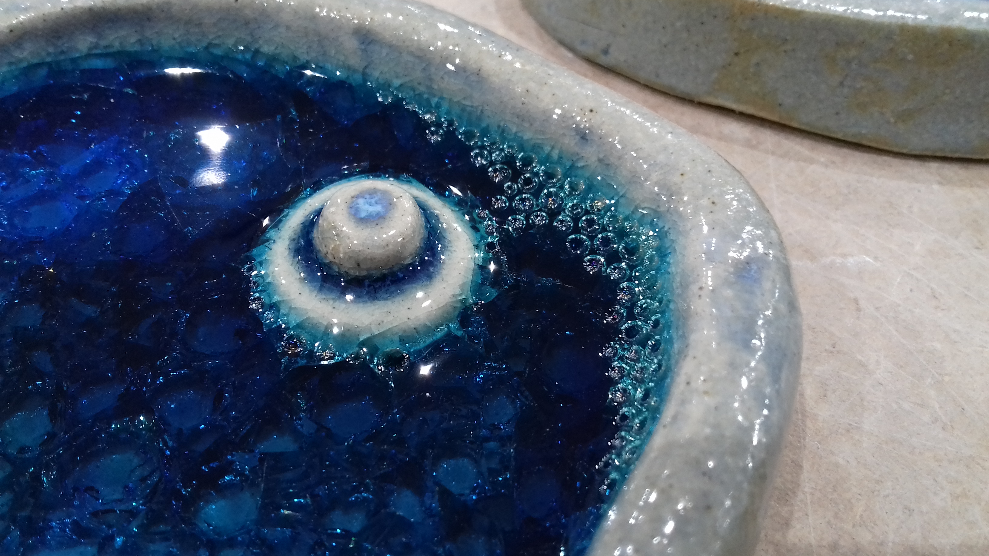 Detail of melted glass in a fish