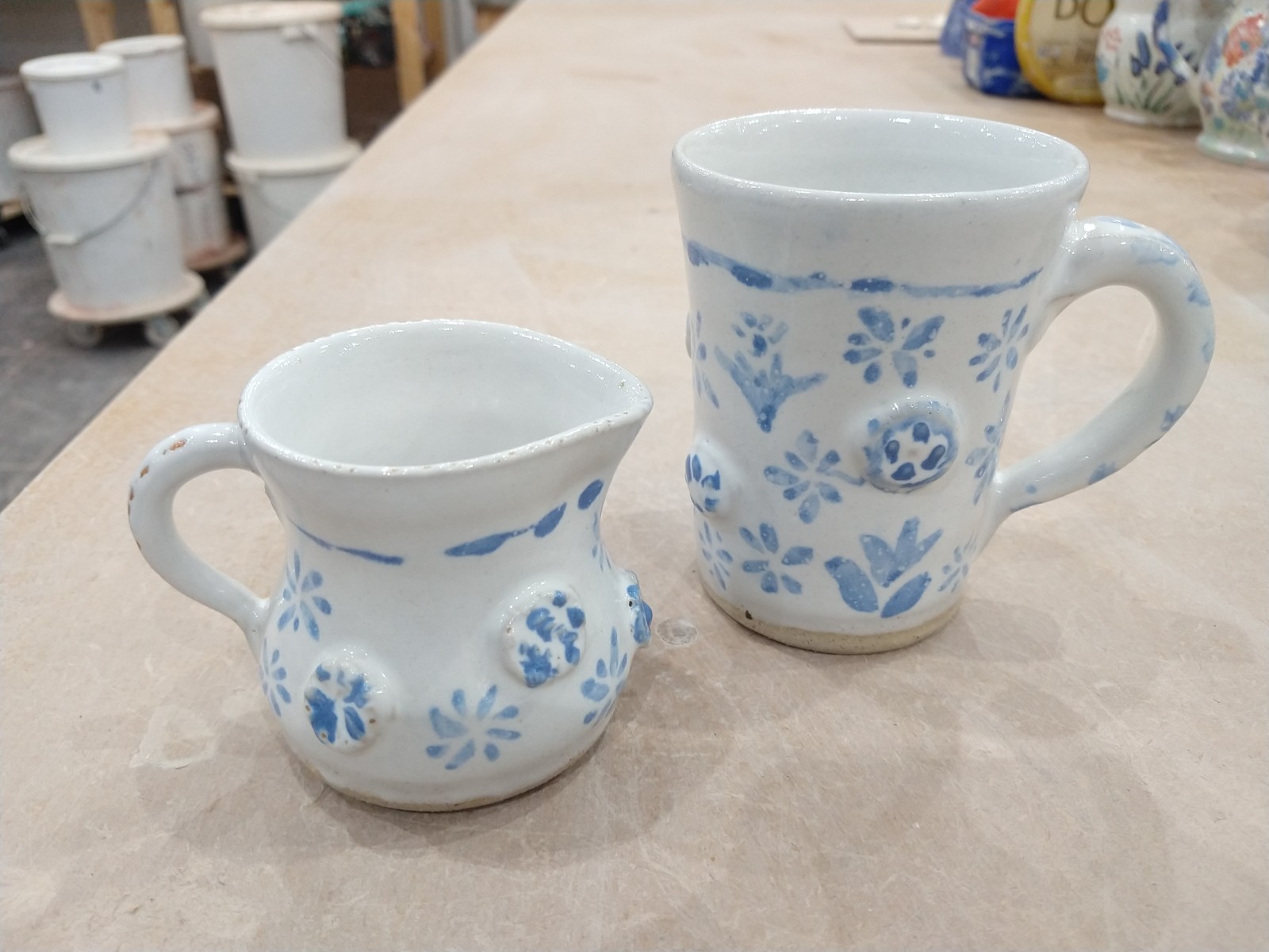 Blue on glaze decoration