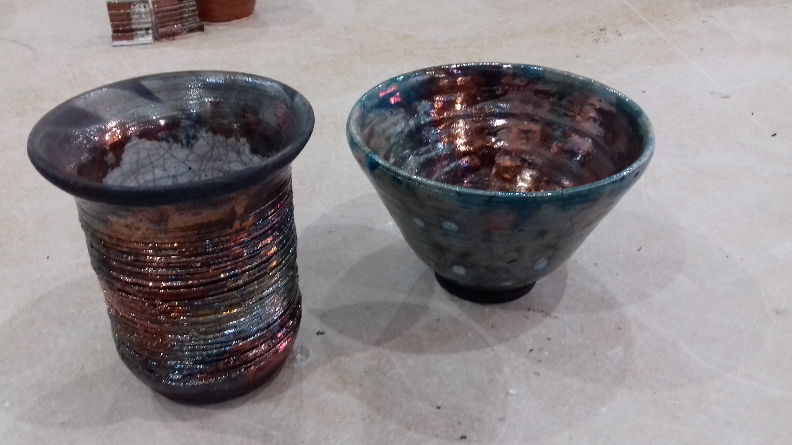 Raku hand built thrown