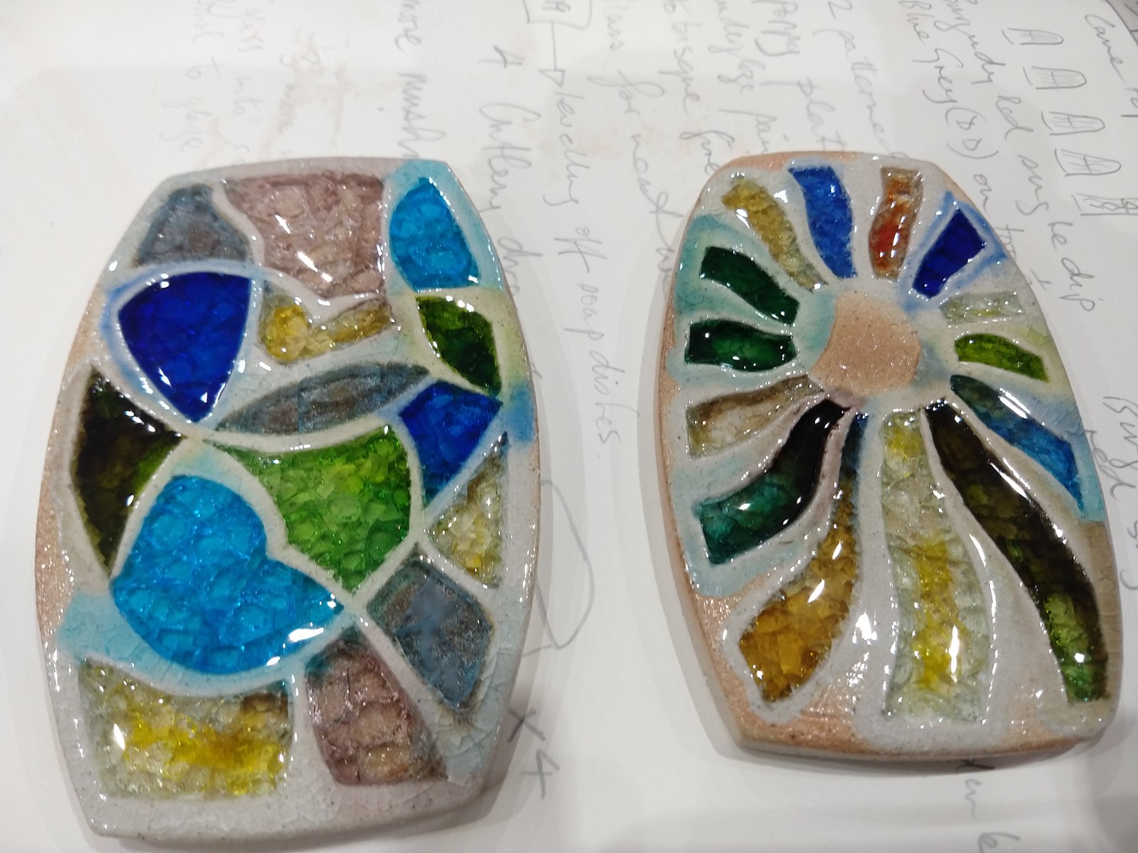 Carved and glass filled