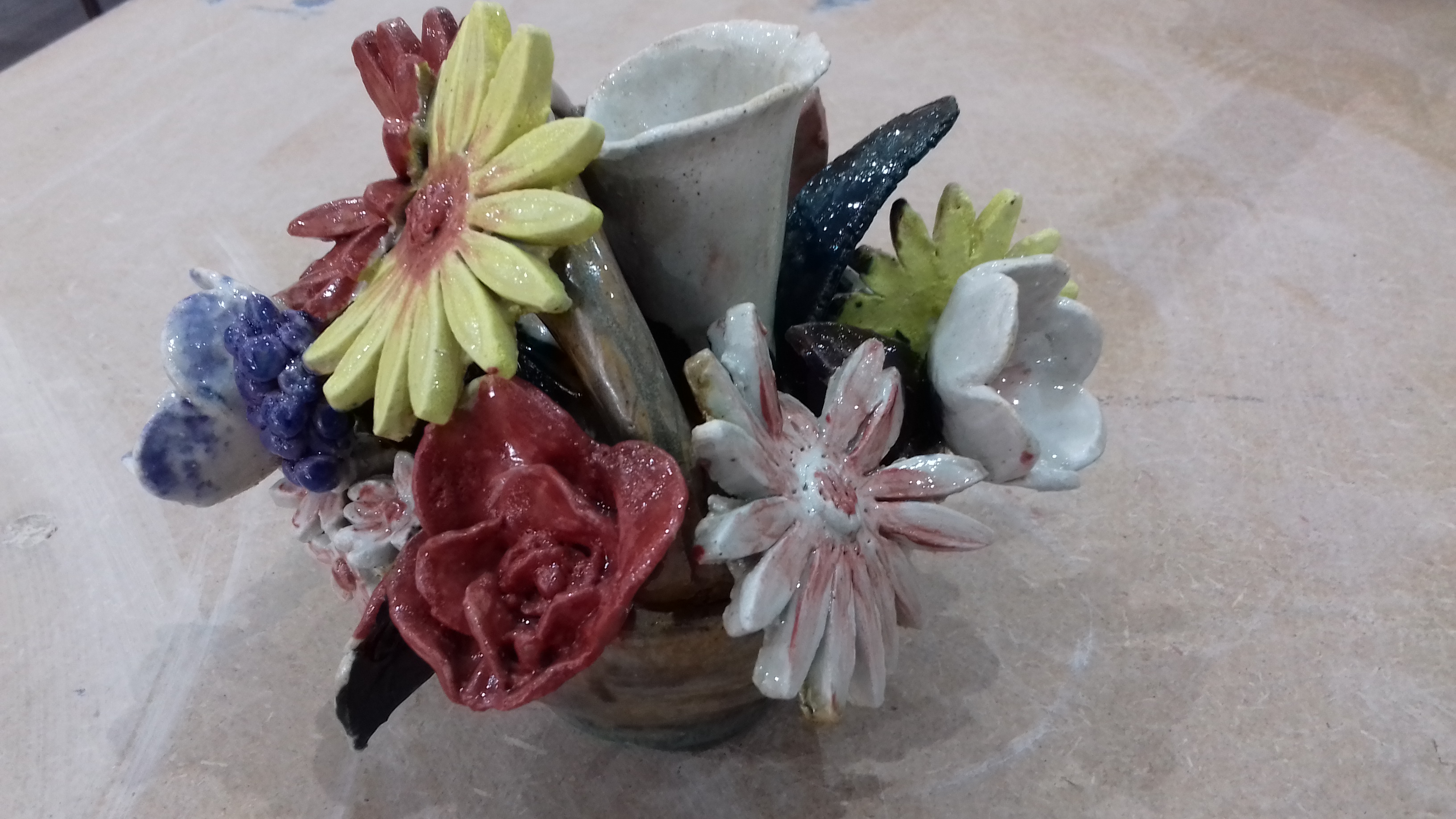 Flowers with underglaze