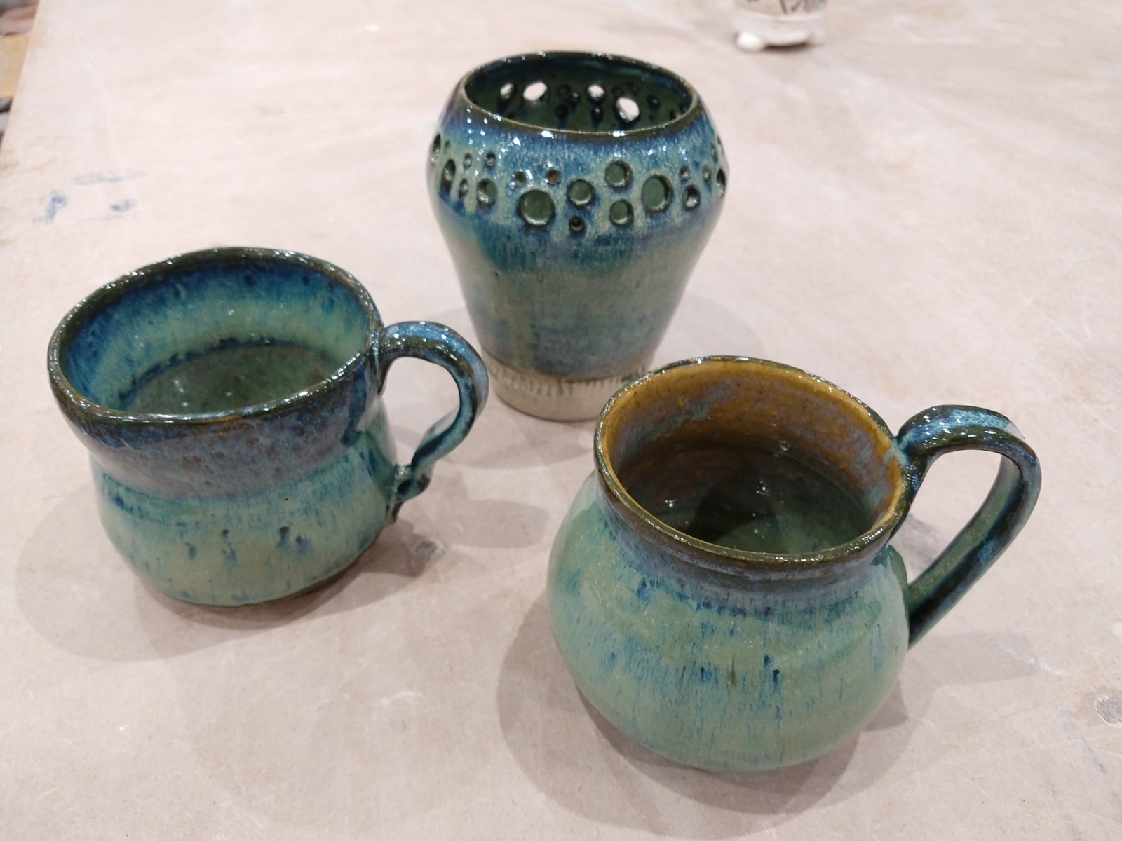 Large slip and glaze mugs