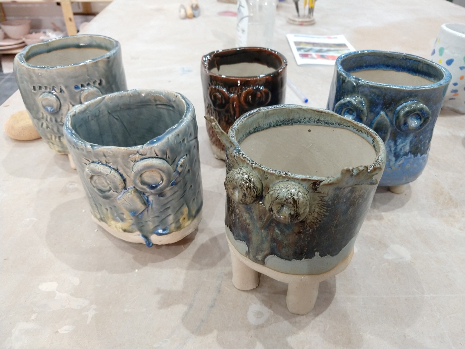 Owl pots made with our autistic friendly