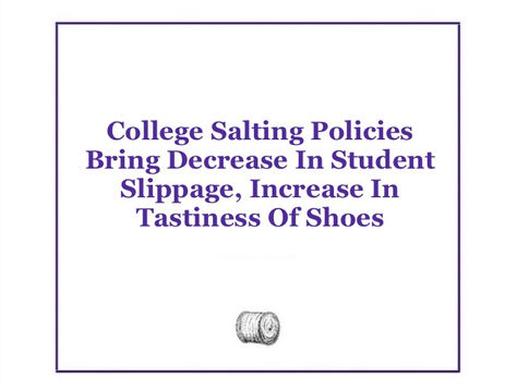 College Salting Policies Bring Decrease In Student Slippage, Increase In Tastiness Of Shoes