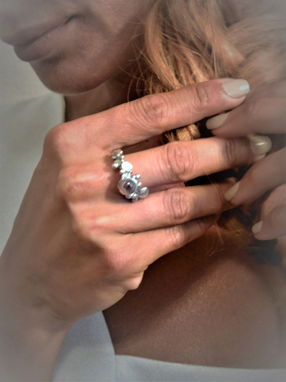 Thumbnail: FLYING STONES - silver ring, tourmaline