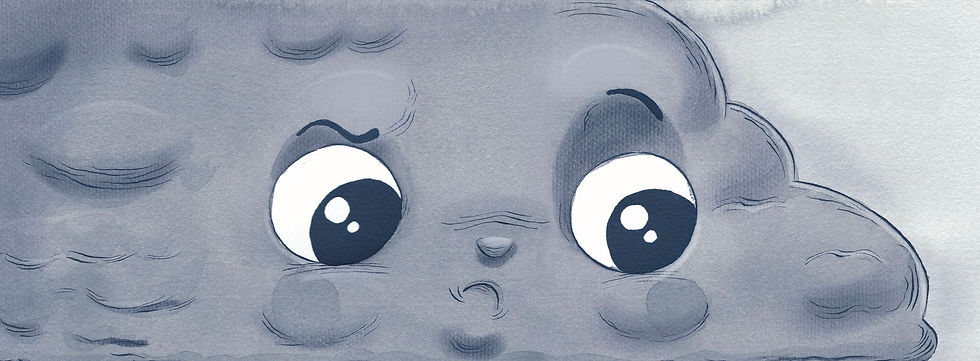 Illustration of a rain cloud expressing consternation.