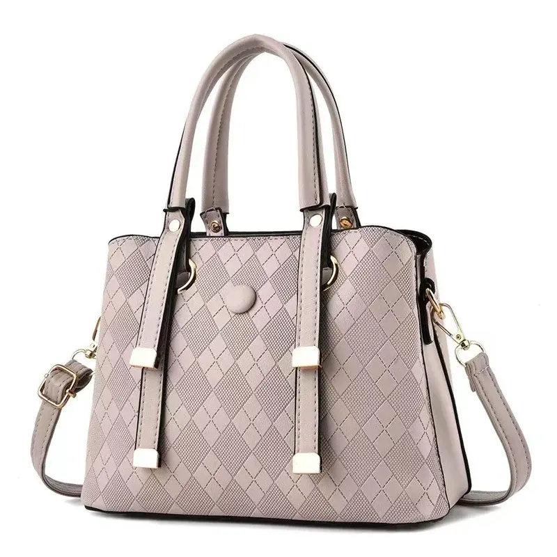 Thumbnail: 2023 New Style PU Leather Ladies Handbags Luxury Casual Tote Zipper Closure Bag