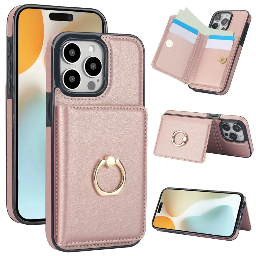 Thumbnail: Wallet Card RFID Magnetic Flip Leather Case for iPhone 16 Pro Max 15 Plus 14