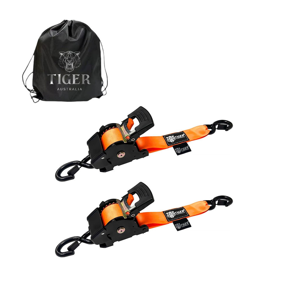 Thumbnail: Tiger Australia 50mm x 4.5m Heavy Duty Auto Retractable Ratchet Straps 2-Pack