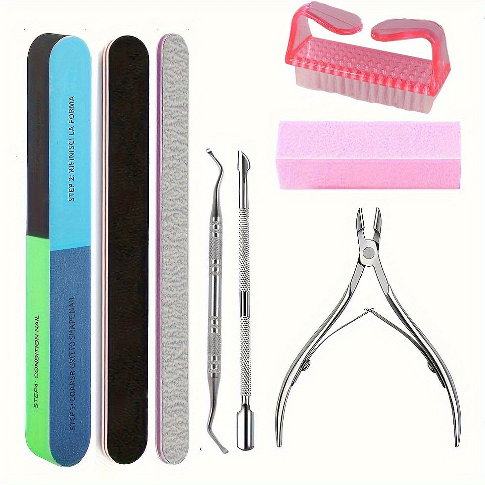 Thumbnail: 8pcs Professional Nail Care Kit - Manicure Set with Cuticle Pusher, Nail File, N