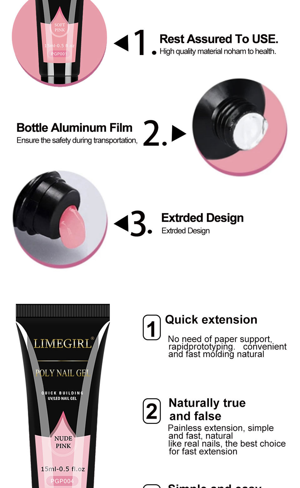 Thumbnail: Limegirl Nail Gel Polish Kit With USB UV Lamp Semi-Permanent 8ml Soak Off Base&T