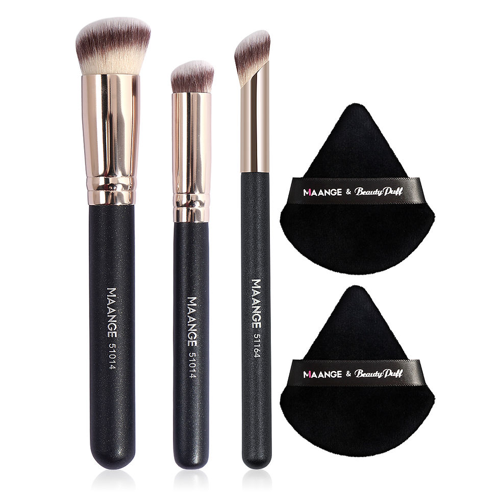 Thumbnail: Maange 3Pcs Makeup Brushes + 2Pcs Triangle Powder Puff Set Concealer Eye Shadow 
