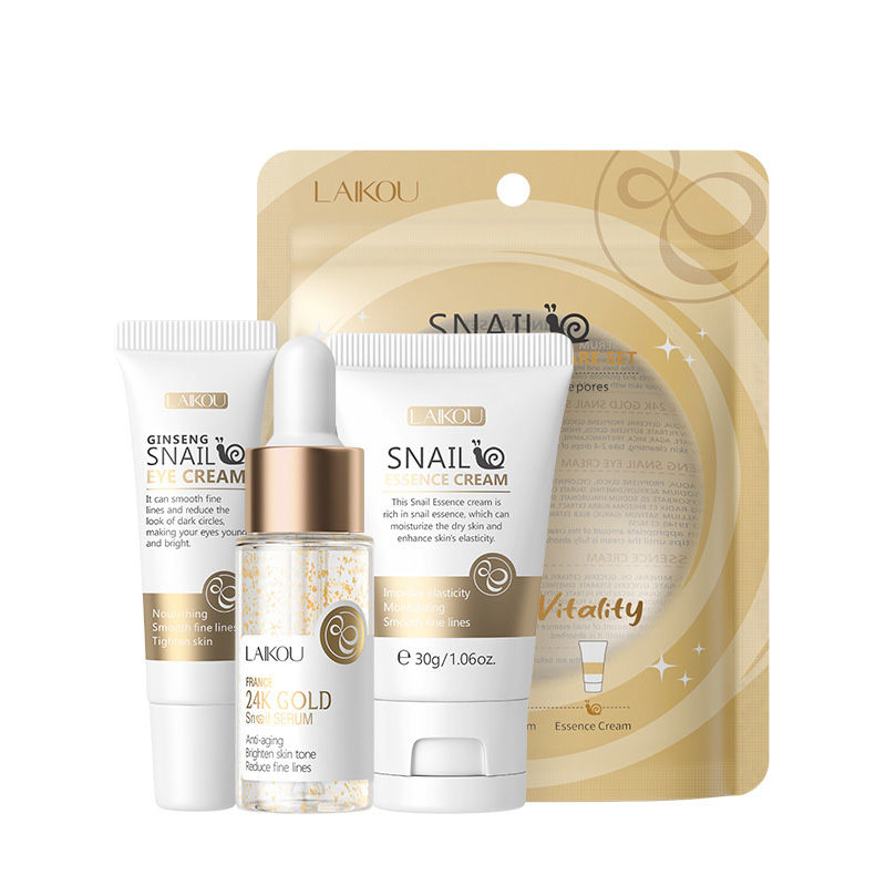 Thumbnail: 3pcs/set LAIKOU Vitamin C 24K Golden Sakura Skin Care Sets Face Cream Serum Eye 