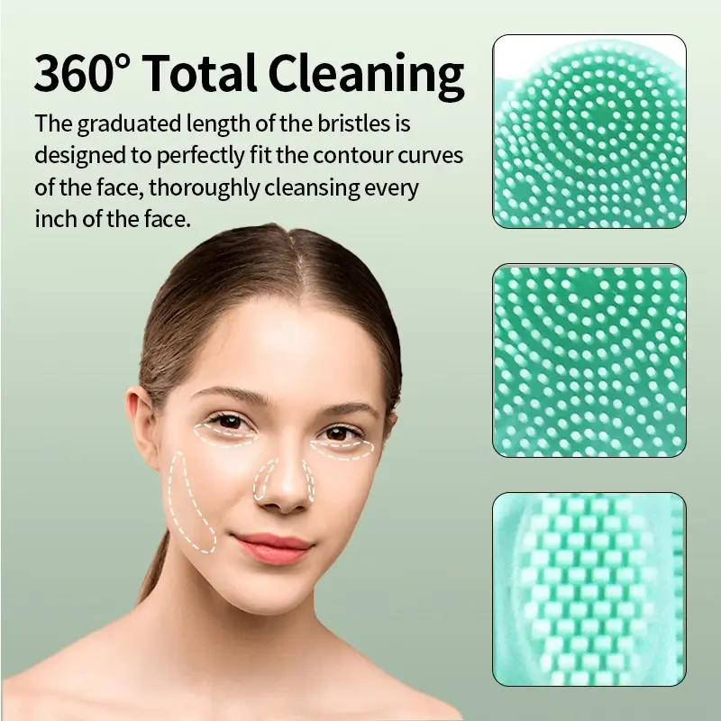 Thumbnail: Facial Silicone Brush Face Massage Cleaning Tool Double Sided Exfoliator Pore Bl