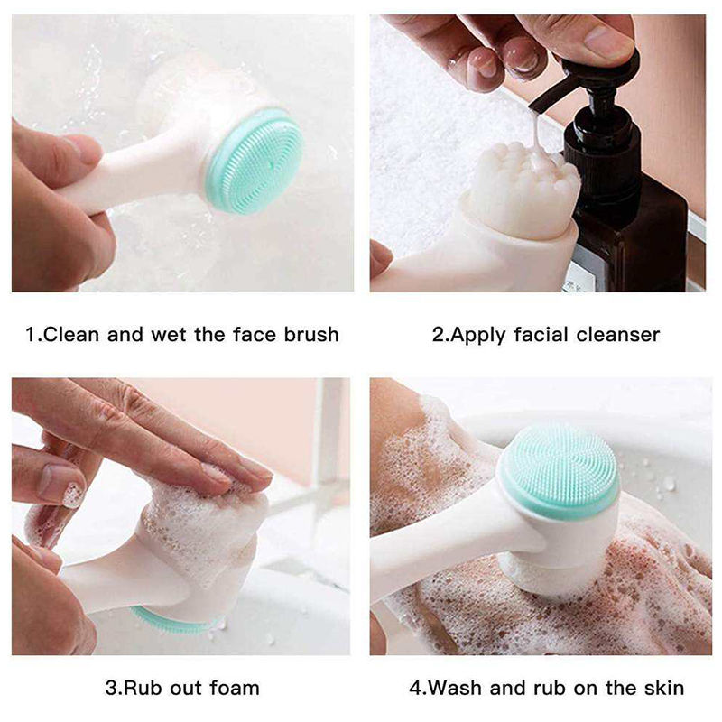 Thumbnail: 3D Double Silicone Facial Cleansing Brush Manual Massage Facial Brush Soft Brist