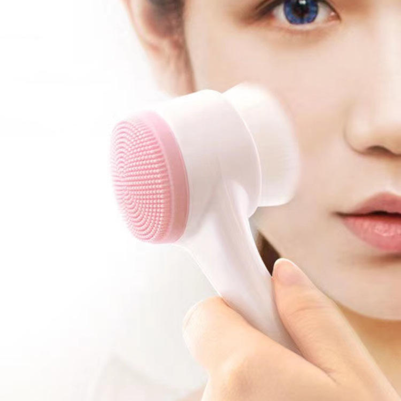Thumbnail: 3D Double Silicone Facial Cleansing Brush Manual Massage Facial Brush Soft Brist