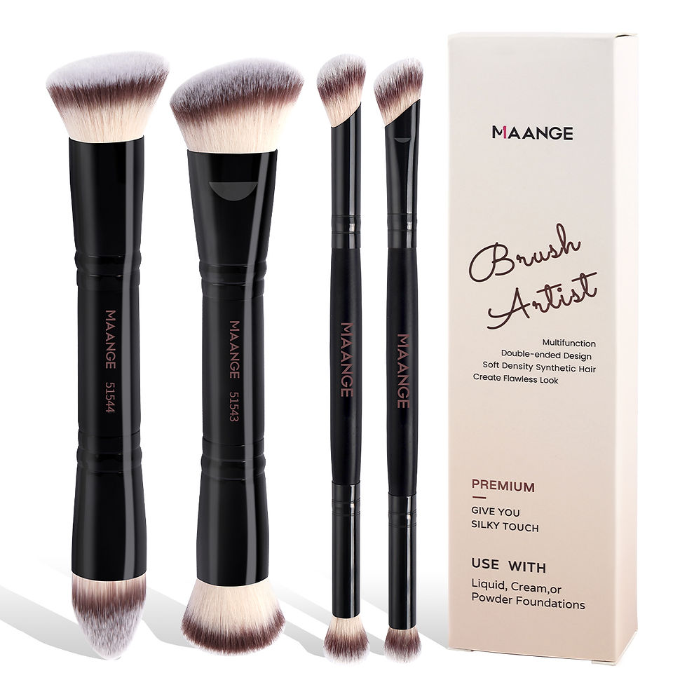 Thumbnail: MAANGE 4pcs Basic Makeup Brushes Set With Box Dual-ended Foundations Powder Blus