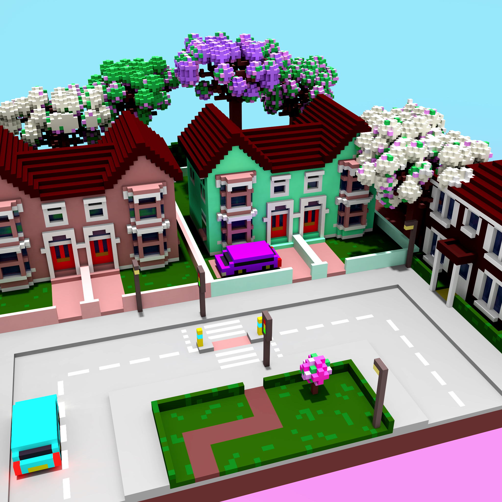 Street voxel art by Nyokee