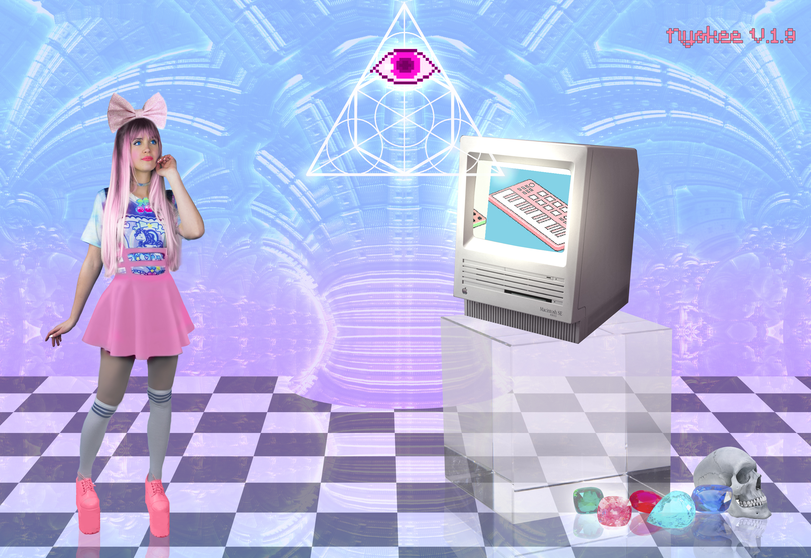 Psychedelic Barbie retro computer