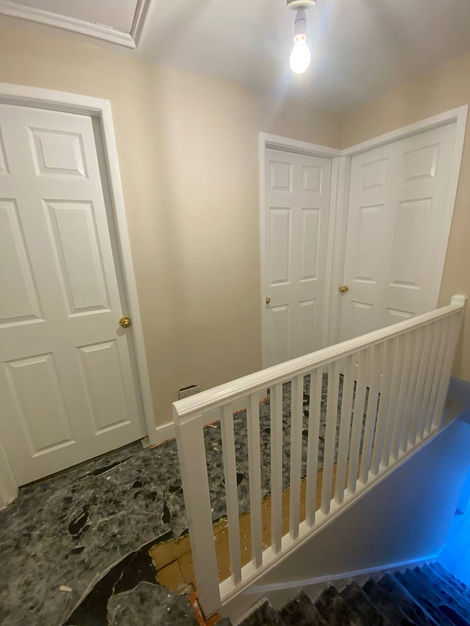 Upstairs Hallway
First ones in, first ones out - before the other trades come for flooring. Would love to see the complete look.
We have done all the woodwork, ceiling and walls - matched the living room.