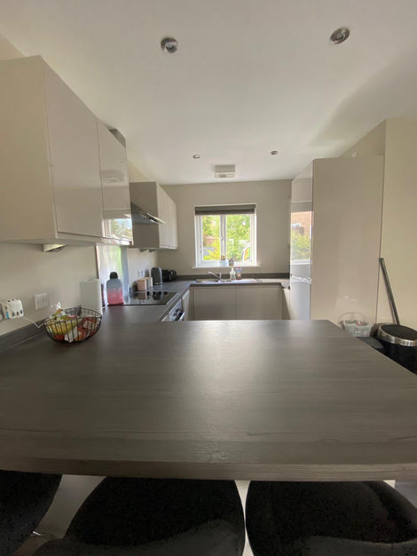 Have a look a the kitchen area of this open plan living room / kitchen space. Very compact yet very purposeful and beautifully decorated with a cinematic view over the whole space.