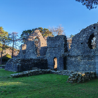 Ruins of the monastic buildings that once stood at Cross Kirk.