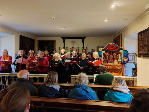 The Traquair Community Choir performs in the Traquair House Chapel.