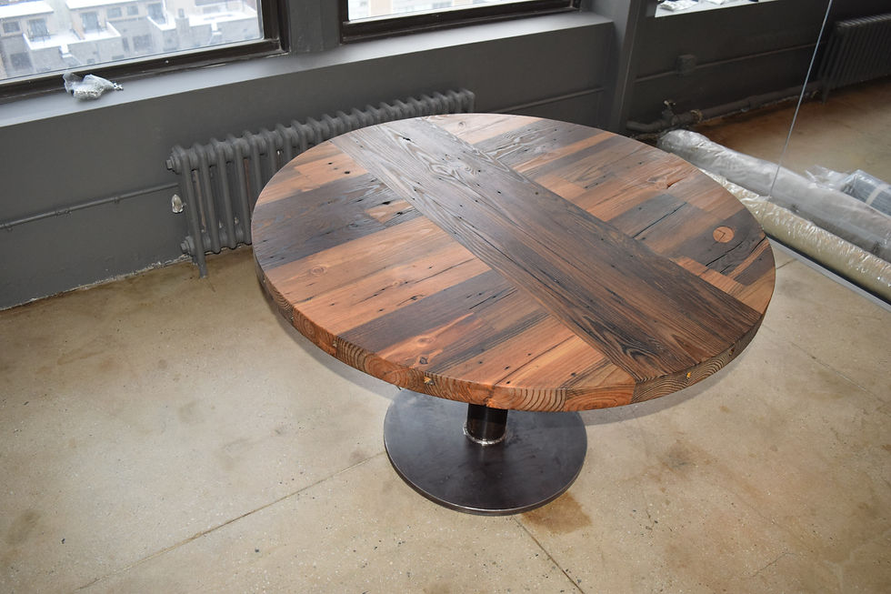 Round reclaimed wood table